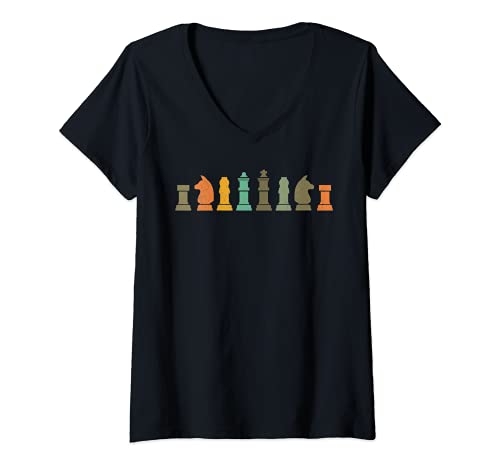 Damen Schachspieler Schachmeister Schach T-Shirt mit V-Ausschnitt Damen Schachspieler Schachmeister Schach T-Shirt mit V-Ausschnitt von Lustige Schach Motiv