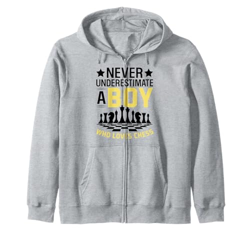 Never Underestimate A Boy Who Loves Chess Kapuzenjacke von Lustige Schachspieler Geschenke Chess by DIMMERCH