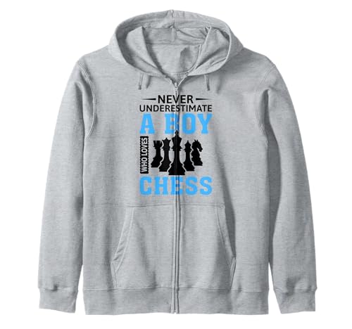 Never Underestimate A Boy Who Loves Chess Kapuzenjacke von Lustige Schachspieler Geschenke Chess by DIMMERCH