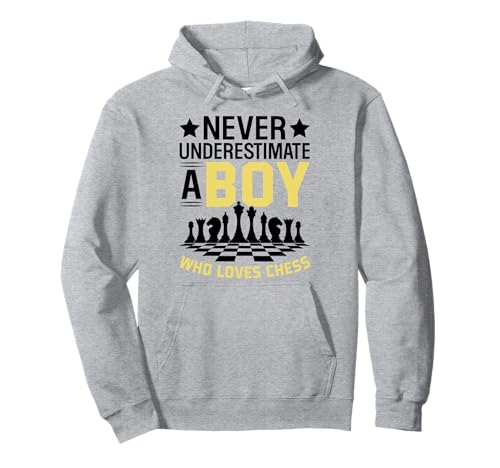 Never Underestimate A Boy Who Loves Chess Pullover Hoodie von Lustige Schachspieler Geschenke Chess by DIMMERCH