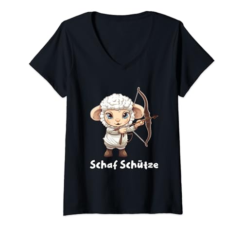 Damen Lustiges Schaf Schafschütze Wortwitz lustig Jäger Schütze T-Shirt mit V-Ausschnitt Damen Lustiges Schaf Schafschütze Wortwitz lustig Jäger Schütze T-Shirt mit V-Ausschnitt von Lustige Schaf Geschenke für Schäfer & Landwirt