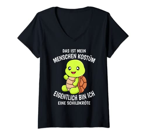 Damen Menschen Kostüm ich bin eine Schildkröte Kinder Damen T-Shirt mit V-Ausschnitt Damen Menschen Kostüm ich bin eine Schildkröte Kinder Damen T-Shirt mit V-Ausschnitt von Lustige Schildkröten Geschenke Damen und Herren