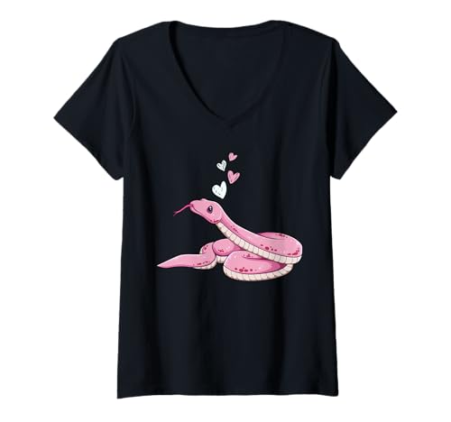 Damen Schlangen Damen Mädchen T-Shirt mit V-Ausschnitt Damen Schlangen Damen Mädchen T-Shirt mit V-Ausschnitt von Lustige Schlangen Geschenke