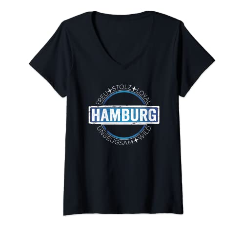 Damen Hamburg meine Lieblingsstadt T-Shirt mit V-Ausschnitt Damen Hamburg meine Lieblingsstadt T-Shirt mit V-Ausschnitt von Lustige Schöne Sarkastische Hamburg Designs