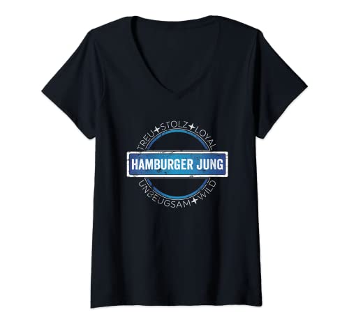 Damen Hamburger Jung T-Shirt mit V-Ausschnitt Damen Hamburger Jung T-Shirt mit V-Ausschnitt von Lustige Schöne Sarkastische Hamburg Designs