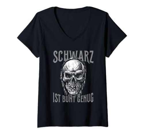 Damen Schwarz Ist Bunt Genug Statement Gothic Lieblingsfarbe T-Shirt mit V-Ausschnitt Damen Schwarz Ist Bunt Genug Statement Gothic Lieblingsfarbe T-Shirt mit V-Ausschnitt von Lustige Schwarz Ist Bunt Genug Sprüche Kleidung
