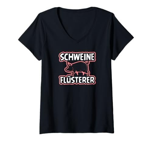 Damen Schweine Flüsterer Bauer Schweinezüchter T-Shirt mit V-Ausschnitt Damen Schweine Flüsterer Bauer Schweinezüchter T-Shirt mit V-Ausschnitt von Lustige Schweine Landwirt Bekleidung