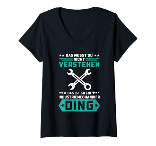 Damen Industriemechaniker Schlosser Mechaniker Spruch T-Shirt mit V-Ausschnitt von Lustige Shirt Geschenkidee Für Mechaniker