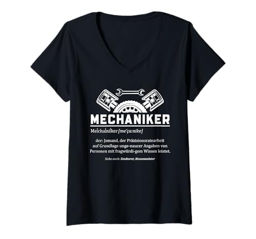 Damen Schrauber Mechaniker Auch Zauberer Genannt Lustiges T-Shirt mit V-Ausschnitt von Lustige Shirt Geschenkidee Für Mechaniker