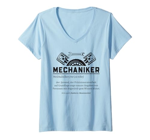 Damen Schrauber Mechaniker Auch Zauberer Genannt Lustiges T-Shirt mit V-Ausschnitt von Lustige Shirt Geschenkidee Für Mechaniker