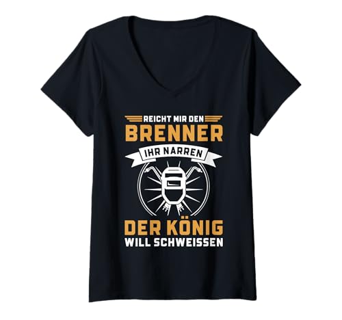 Damen Schweißer Mechaniker König Der Werkstatt Schweißen Herren T-Shirt mit V-Ausschnitt von Lustige Shirt Geschenkidee Für Mechaniker