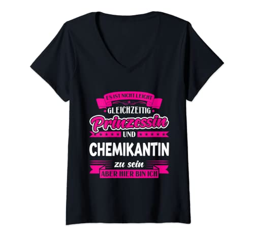 Damen Gleichzeitig Prinzessin und Chemikantin T-Shirt mit V-Ausschnitt Damen Gleichzeitig Prinzessin und Chemikantin T-Shirt mit V-Ausschnitt von Lustige Shirts und Geschenke für Chemikantin