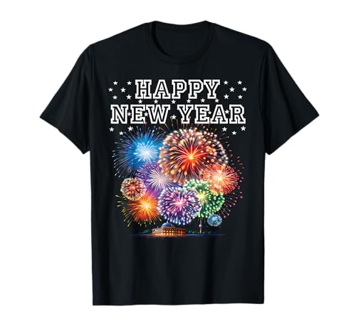 Feuerwerk Silvester Party Shirt Happy New Year Damen Herren T-Shirt Feuerwerk Silvester Party Shirt Happy New Year Damen Herren T-Shirt von Lustige Silvester Shirts Kinder Silvesterkostüm