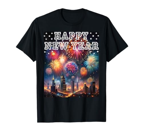 Feuerwerk Silvester Party Shirt Happy New Year Damen Herren T-Shirt Feuerwerk Silvester Party Shirt Happy New Year Damen Herren T-Shirt von Lustige Silvester Shirts Kinder Silvesterkostüm