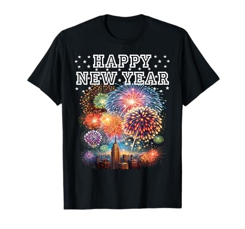 Feuerwerk Silvester Party Shirt Happy New Year Damen Herren T-Shirt Feuerwerk Silvester Party Shirt Happy New Year Damen Herren T-Shirt von Lustige Silvester Shirts Kinder Silvesterkostüm