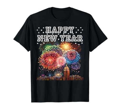 Feuerwerk Silvester Party Shirt Happy New Year Damen Herren T-Shirt Feuerwerk Silvester Party Shirt Happy New Year Damen Herren T-Shirt von Lustige Silvester Shirts Kinder Silvesterkostüm