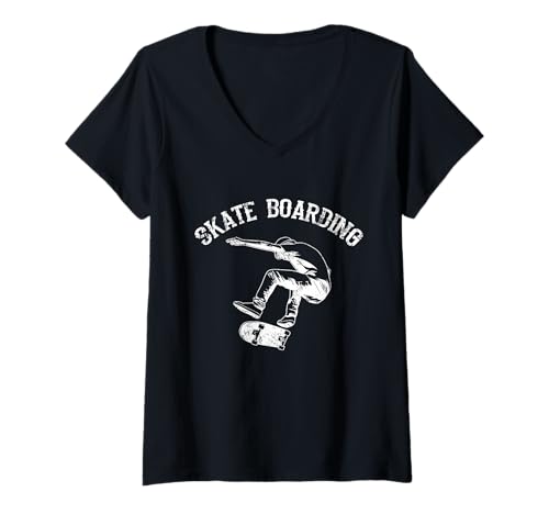 Damen Skateboarder Skateboardfahrer Skater T-Shirt mit V-Ausschnitt Damen Skateboarder Skateboardfahrer Skater T-Shirt mit V-Ausschnitt von Lustige Skateboarder T-Shirts