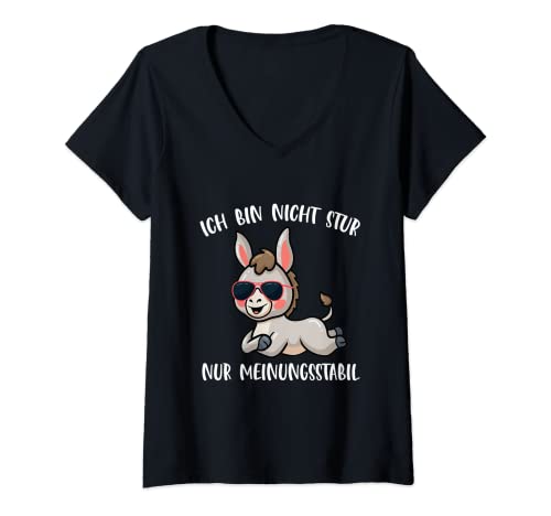 Damen Ich Bin Nicht Stur Nur Meinungsstabil Ironisches Esel Spruch T-Shirt mit V-Ausschnitt Damen Ich Bin Nicht Stur Nur Meinungsstabil Ironisches Esel Spruch T-Shirt mit V-Ausschnitt von Lustige Spruch Geschenke Für Sture Menschen