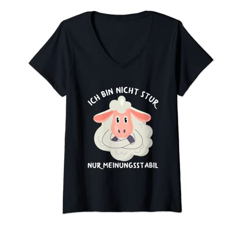 Damen Ich Bin Nicht Stur Nur Meinungsstabil Witzige Schaf Spruch T-Shirt mit V-Ausschnitt Damen Ich Bin Nicht Stur Nur Meinungsstabil Witzige Schaf Spruch T-Shirt mit V-Ausschnitt von Lustige Spruch Geschenke Für Sture Menschen