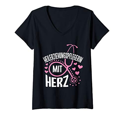 Damen Heilerziehungspflegerin mit Herz | Süßes Geschenk für Frauen T-Shirt mit V-Ausschnitt Damen Heilerziehungspflegerin mit Herz | Süßes Geschenk für Frauen T-Shirt mit V-Ausschnitt von Lustige Spruch Geschenke Heilerziehungspflegerin