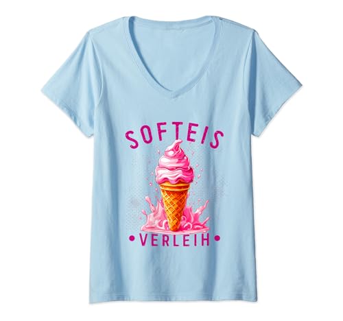 Damen Eisverkäufer Softeis Verleih Lustiger Spruch Eiscreme Kostüm T-Shirt mit V-Ausschnitt Damen Eisverkäufer Softeis Verleih Lustiger Spruch Eiscreme Kostüm T-Shirt mit V-Ausschnitt von Lustige Sprüche + Eisverkäufer Kostüm Geschenk