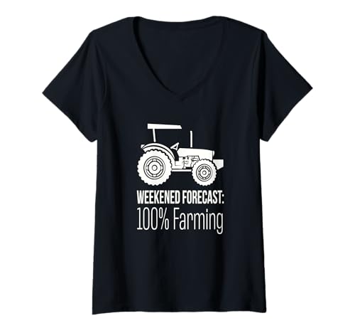 Damen Weekend Forecast: 100% Farming Bauer Agrar Landwirt Traktor T-Shirt mit V-Ausschnitt Damen Weekend Forecast: 100% Farming Bauer Agrar Landwirt Traktor T-Shirt mit V-Ausschnitt von Lustige Sprüche Agrar Landwirtschaft Bauernhof