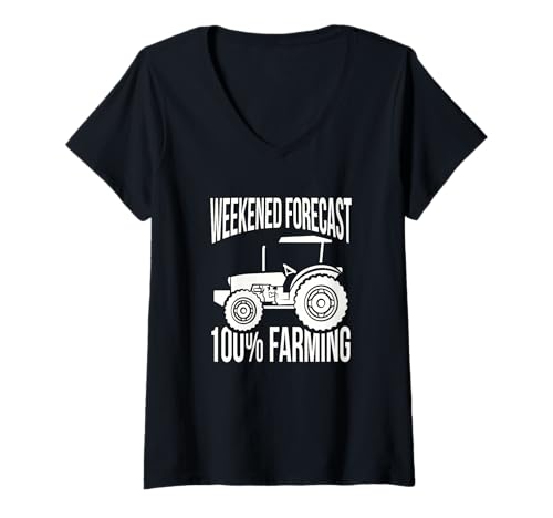 Damen Weekend Forecast: 100% Farming Bauer Agrar Landwirtschaft T-Shirt mit V-Ausschnitt Damen Weekend Forecast: 100% Farming Bauer Agrar Landwirtschaft T-Shirt mit V-Ausschnitt von Lustige Sprüche Bauernhof Bauer Landwirt Züchter