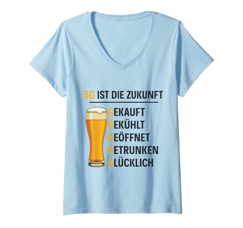 Damen 5G ist die Zukunft Bier Lustig Biertrinker T-Shirt mit V-Ausschnitt von Lustige Sprüche Bier Trinken Humor