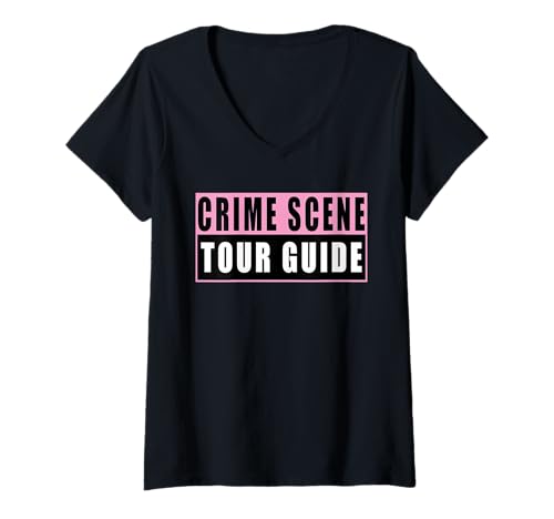 Damen Crime Scene Tour Guide T-Shirt mit V-Ausschnitt Damen Crime Scene Tour Guide T-Shirt mit V-Ausschnitt von Lustige Sprüche Designs Humor Witze