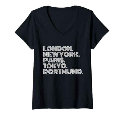 Damen Dortmund Stadt Metropole Heimat Region T-Shirt mit V-Ausschnitt Damen Dortmund Stadt Metropole Heimat Region T-Shirt mit V-Ausschnitt von Lustige Sprüche Für Dortmunder