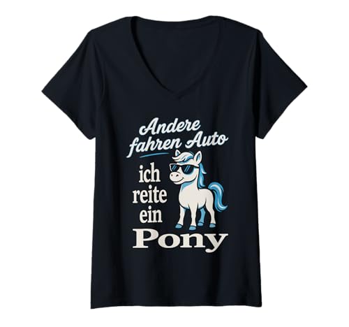 Damen Andere Fahren Auto Ich Reite EIN Pony T-Shirt mit V-Ausschnitt Damen Andere Fahren Auto Ich Reite EIN Pony T-Shirt mit V-Ausschnitt von Lustige Sprüche Für Ponyfans Lieben Pferde