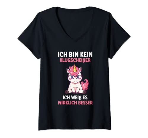 Damen Ich Bin Kein Klugscheißer Weiß Es Wirklich Besser Einhorn T-Shirt mit V-Ausschnitt Damen Ich Bin Kein Klugscheißer Weiß Es Wirklich Besser Einhorn T-Shirt mit V-Ausschnitt von Lustige Sprüche Für Schlaue Besserwisser