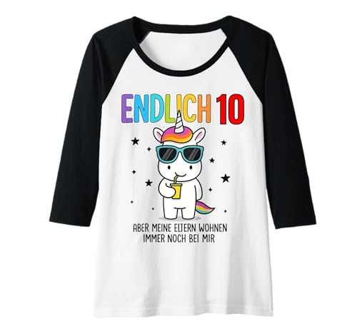 Damen Endlich 10 Aber Meine Eltern Wohnen Immer Noch Bei Mir Raglan Damen Endlich 10 Aber Meine Eltern Wohnen Immer Noch Bei Mir Raglan von Lustige Sprüche Geburtstag Kinder Einhorn