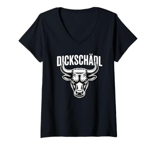 Damen Dickschädl Wilder Bullen Kopf Design für Sturköpfe T-Shirt mit V-Ausschnitt Damen Dickschädl Wilder Bullen Kopf Design für Sturköpfe T-Shirt mit V-Ausschnitt von Lustige Sprüche Geschenke Shop