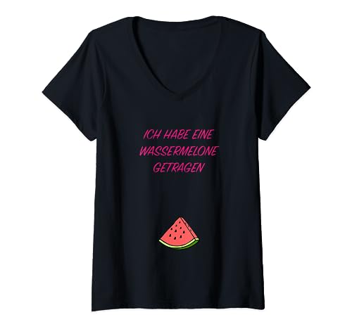 Ich Habe Eine Wassermelone Getragen | Damen Frauen - T-Shirt mit V-Ausschnitt Ich Habe Eine Wassermelone Getragen | Damen Frauen - T-Shirt mit V-Ausschnitt von Lustige Sprüche - Geschenke