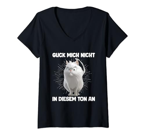 Damen Guck Mich Nicht In Diesem Ton An Kuh Witzig Statement T-Shirt mit V-Ausschnitt von Lustige Sprüche Kleidung