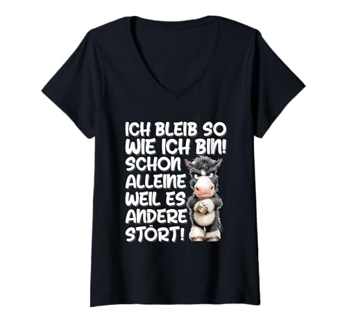 Damen Ich Bleib So Wie Ich Bin Weil Es Andere Stört Pferd Stur T-Shirt mit V-Ausschnitt von Lustige Sprüche Kleidung
