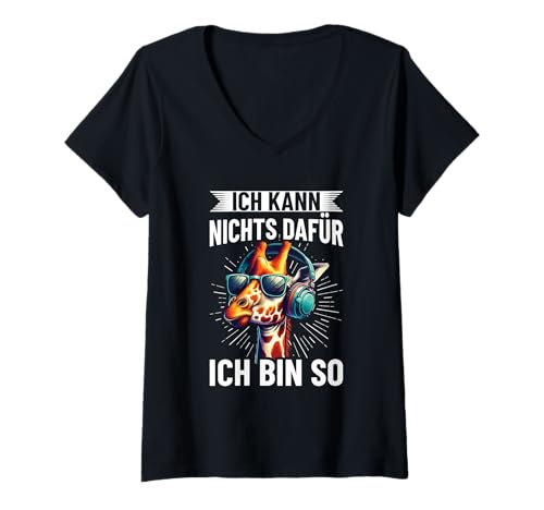 Damen Ich Kann Nichts Dafür Ich Bin So Giraffe Cool Spruch T-Shirt mit V-Ausschnitt von Lustige Sprüche Kleidung
