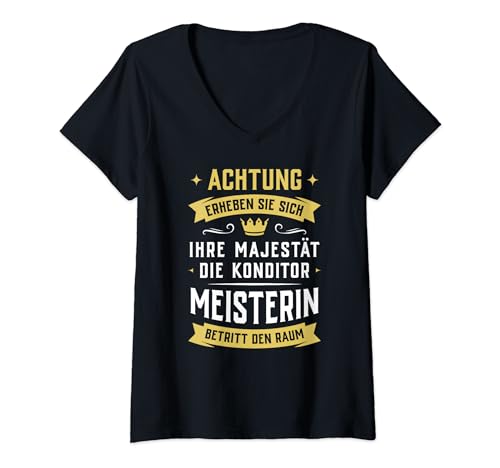 Damen Konditormeisterin Konditorin Konditor Konditormeister Humor T-Shirt mit V-Ausschnitt Damen Konditormeisterin Konditorin Konditor Konditormeister Humor T-Shirt mit V-Ausschnitt von Lustige Sprüche Meister Meisterin Männer Frauen