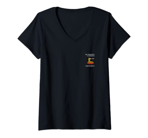 Damen Eat Spaghetti To Forgetti Your Regretti Pocket Pasta Spruch T-Shirt mit V-Ausschnitt von Lustige Sprüche Pasta Reim Ironie Outfits