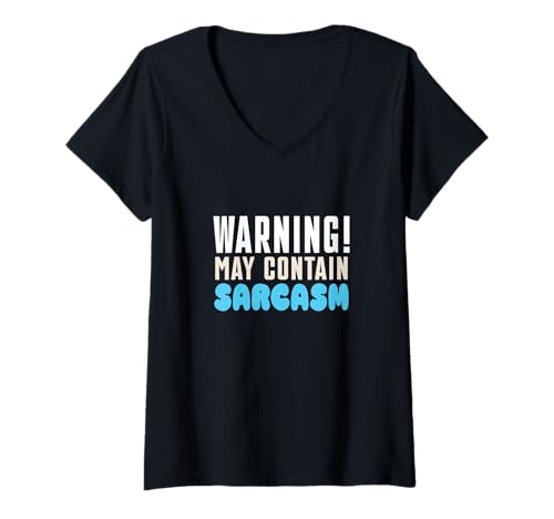 Damen Achtung! Kann Sarkasmus Enthalten Humor Ironie Witzig T-Shirt mit V-Ausschnitt Damen Achtung! Kann Sarkasmus Enthalten Humor Ironie Witzig T-Shirt mit V-Ausschnitt von Lustige Sprüche Sarkasmus Ironie Humor