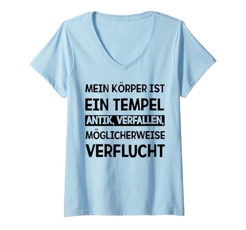 Damen Mein Körper ist ein Tempel antik verfallen möglicherweise T-Shirt mit V-Ausschnitt Damen Mein Körper ist ein Tempel antik verfallen möglicherweise T-Shirt mit V-Ausschnitt von Lustige Sprüche Zitate für Erwachsene