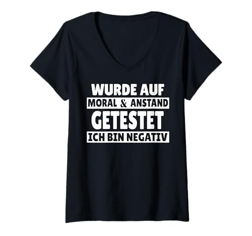 Damen Wurde auf Moral und Anstand getestet ich bin negativ T-Shirt mit V-Ausschnitt Damen Wurde auf Moral und Anstand getestet ich bin negativ T-Shirt mit V-Ausschnitt von Lustige Sprüche Zitate für Erwachsene