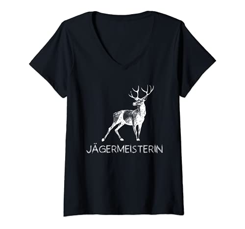 Damen Jägermeisterin Jagd Jäger Hirsch Jägerin Jagen T-Shirt mit V-Ausschnitt Damen Jägermeisterin Jagd Jäger Hirsch Jägerin Jagen T-Shirt mit V-Ausschnitt von Lustige Sprüche Zum Jagen & Design