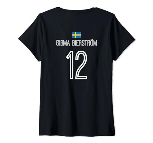 Damen Schwedische Namen Sauf und Party Trikot Fußball T-Shirt mit V-Ausschnitt von Lustige Sprüche auf Schweden Trikots für Ibiza