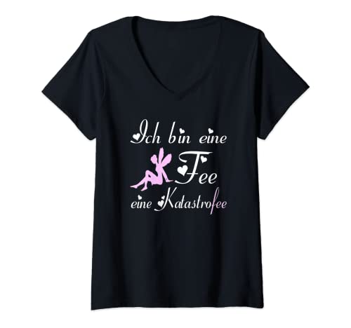 Damen Ich bin eine Fee eine Katastrofee I Feenstaub I Feen T-Shirt mit V-Ausschnitt Damen Ich bin eine Fee eine Katastrofee I Feenstaub I Feen T-Shirt mit V-Ausschnitt von Lustige Sprüche für Frauen I Witziges Damen Outfit