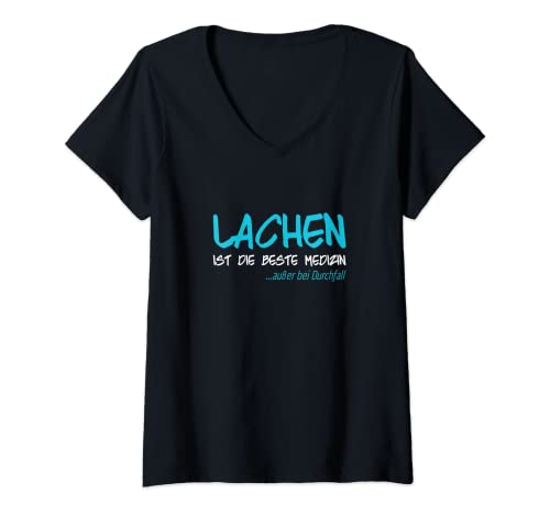 Damen Lachen ist die beste Medizin ausser bei Durchfall T-Shirt mit V-Ausschnitt Damen Lachen ist die beste Medizin ausser bei Durchfall T-Shirt mit V-Ausschnitt von Lustige Sprüche für Krankenschwester, Pflegekräfte