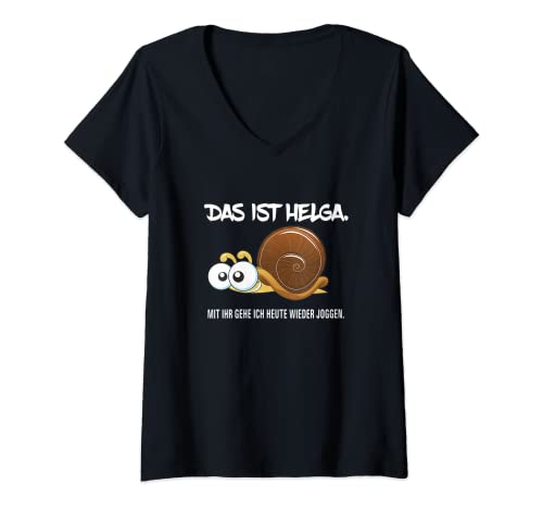 Damen Schnecke Helga Geht Zum Joggen I Sport Laufen Jogging T-Shirt mit V-Ausschnitt Damen Schnecke Helga Geht Zum Joggen I Sport Laufen Jogging T-Shirt mit V-Ausschnitt von Lustige Sprüche für Outdoor Sport Laufen Jogging