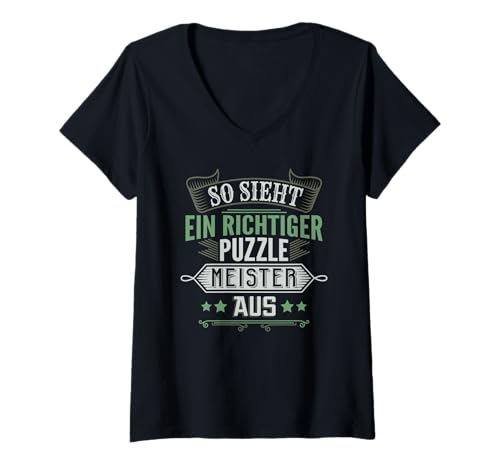 Damen So Sieht EIN richtiger Puzzlemeister aus - Puzzle Fan T-Shirt mit V-Ausschnitt Damen So Sieht EIN richtiger Puzzlemeister aus - Puzzle Fan T-Shirt mit V-Ausschnitt von Lustige Sprüche für Puzzle Fans Spieleliebhaber