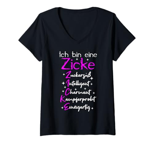 Damen Ich Bin Eine Zicke Definition Spruch Mädchen Frau Freundin T-Shirt mit V-Ausschnitt Damen Ich Bin Eine Zicke Definition Spruch Mädchen Frau Freundin T-Shirt mit V-Ausschnitt von Lustige Sprüche für die Freundin & Ehefrau Frauen